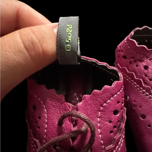 Vintage all leather Fuchsia Baby Walker Shoes - Picture 3 of 4